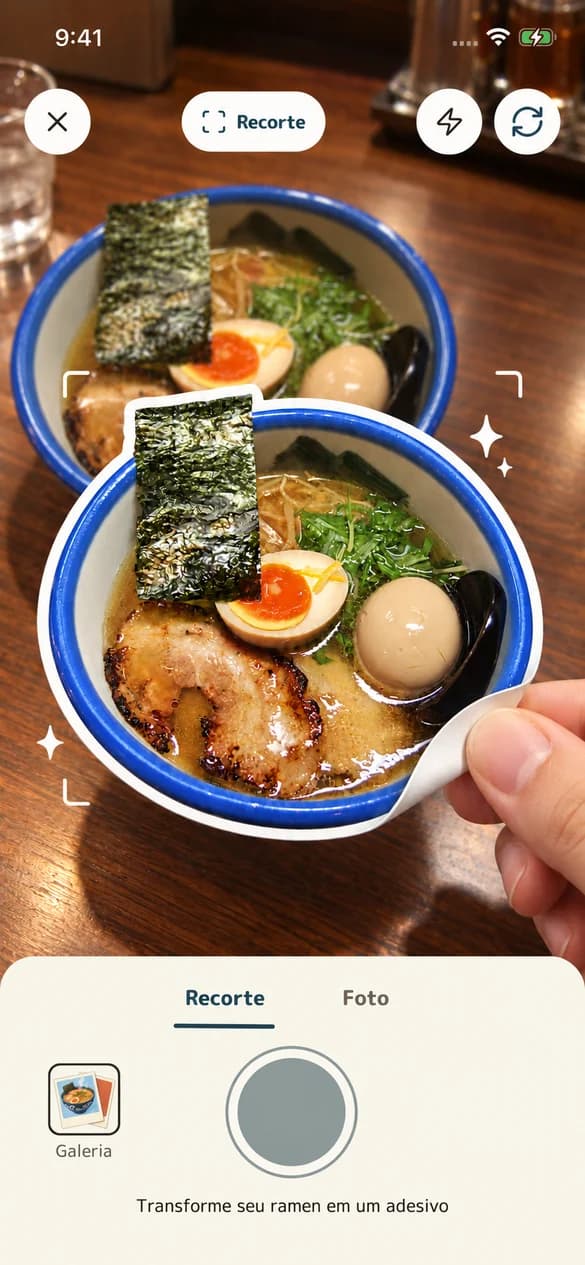 Tela de Fotografe do RAMEN TRIP